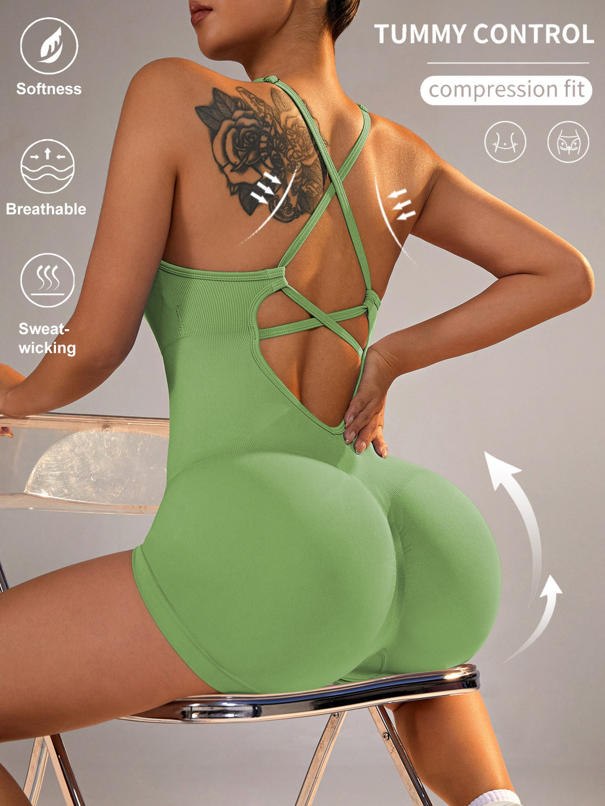 Women's Seamless One-Piece Yoga Romper for Fitness