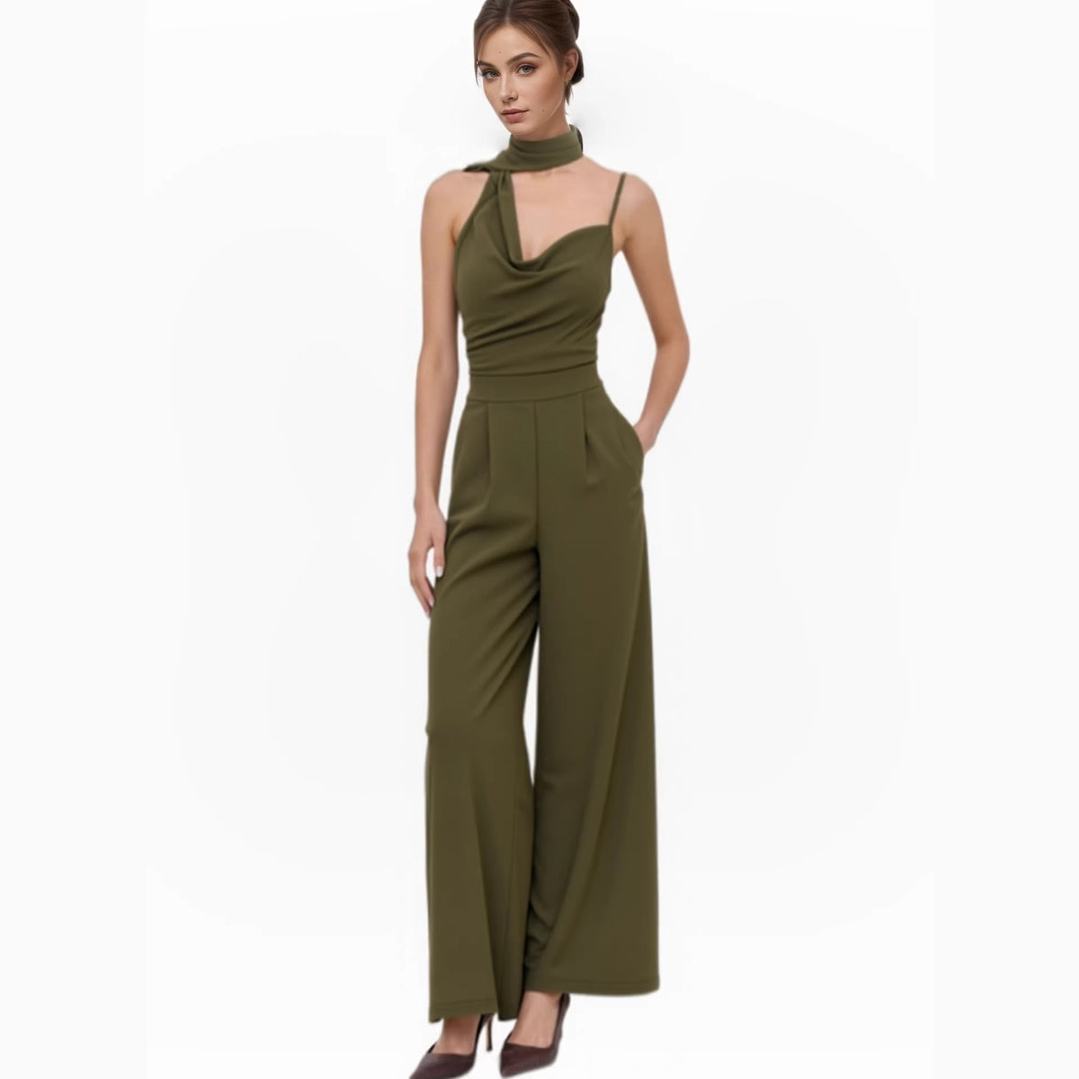 Chic Sleeveless Knit Jumpsuit with Pockets