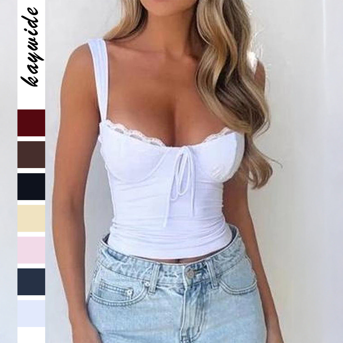 Elegant Lace A-Line Camisole – Short Sleeve, Multi‑Color Options