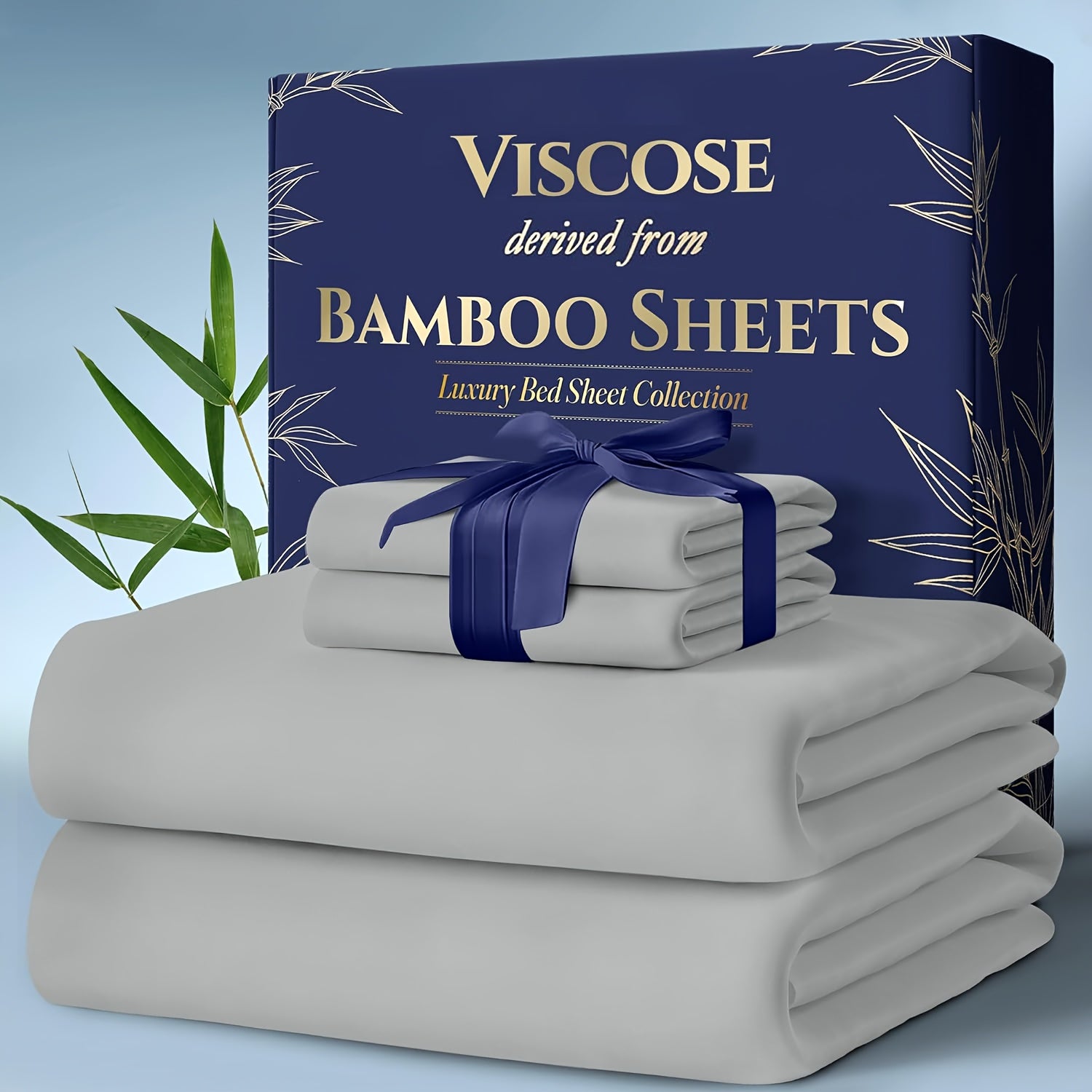 Cooling Bed Sheets King Sets - Luxurious & Ultra-Soft King Size Cooling Sheets for Hot Sleepers - Comfortable & Cool, Bamboo Blend Sheets King Size/Deep Pockets -Home Christmas Decorations