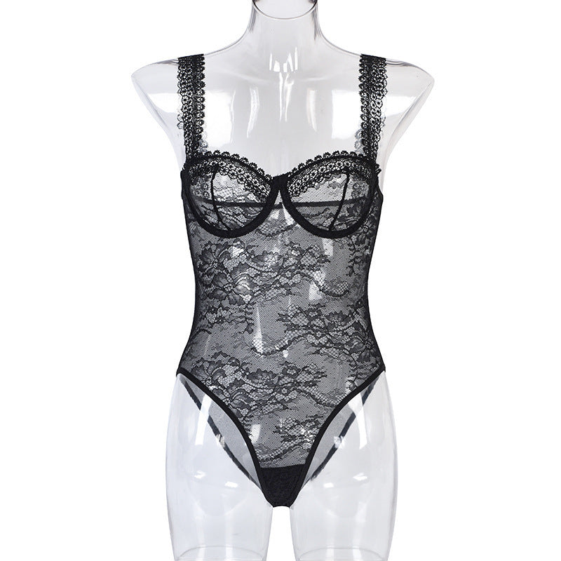 Women's Floral Lace Close-Fitting Bodysuit