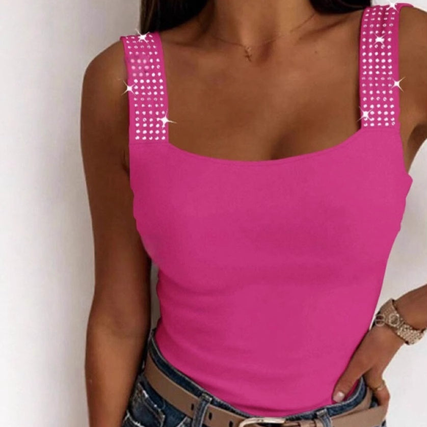 Sexy Rose Red Short-Sleeve Vest – Slim Fit, Medium Elastic