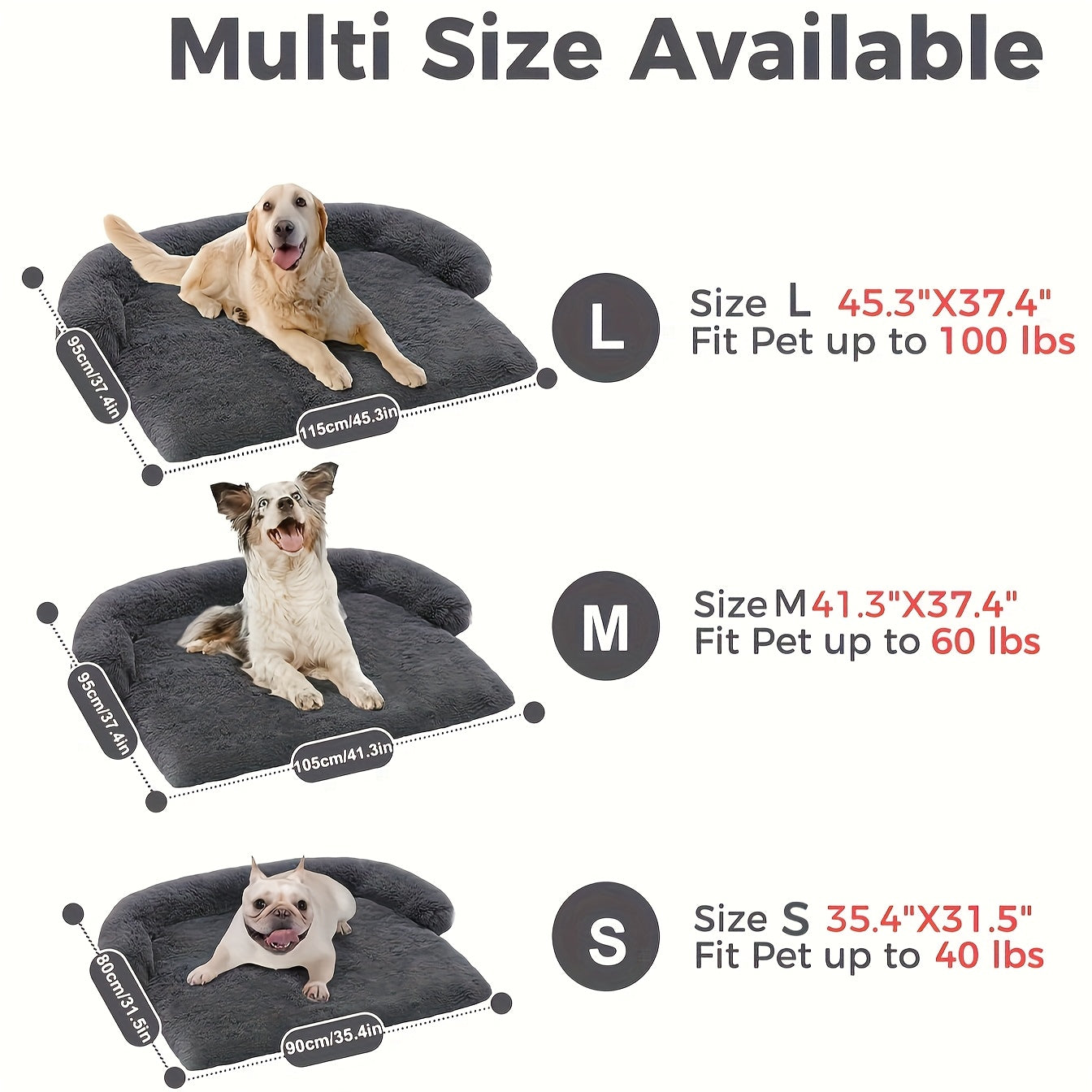 Extra Large Orthopedic-like Pet Bed - Plush Sofa-like Dog Bed With Thick Soft Cushioning, Non-slip Base - All--one Pet Couch For Large, Medium, Small, Extra-small Dogs - Luxury Pet Furniture For