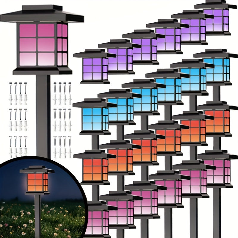 24/12/6 Solar Outdoor Lights, 600mA Solar Path Lights, 10 Hours Long-lasting LED Landscape Lighting Outdoor Solar Path Lights, Solar Garden Lights, Outdoor Waterproof Solar Path Lights, Suitable...