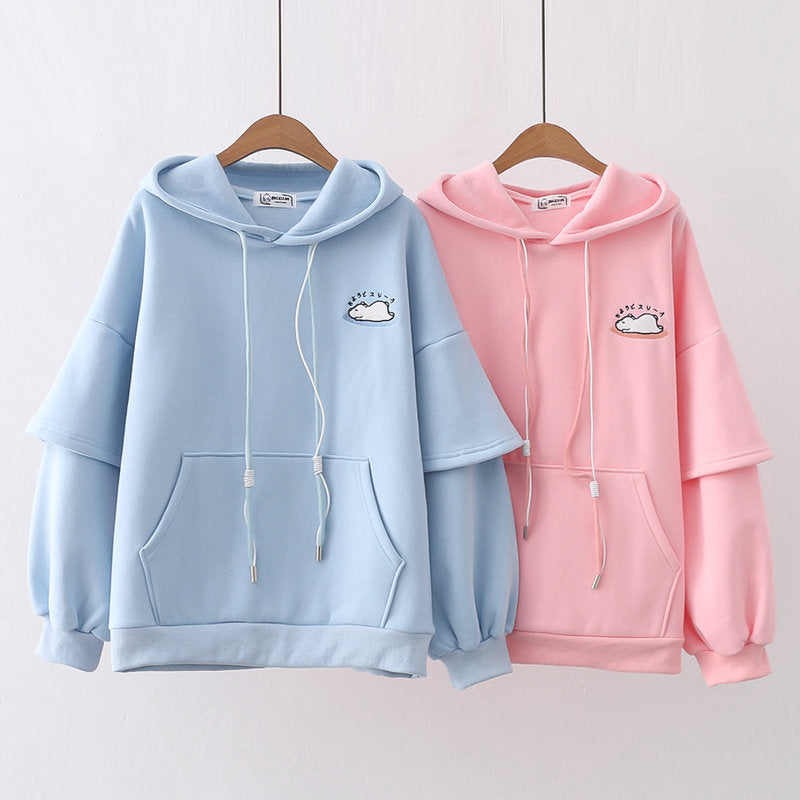 Letter Hooded Cashmere Padded Warm Sweater