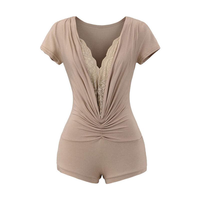 Lace Deep V-Neck Romper Cute Summer Jumpsuit