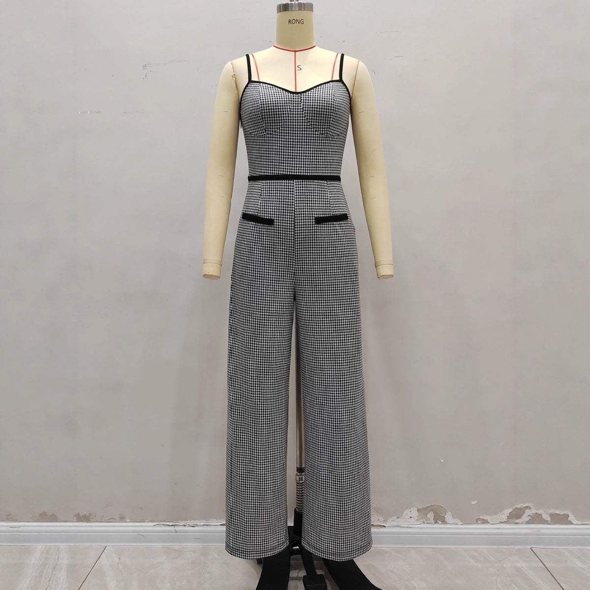 Elegant Contrast Slim-Fit Work Jumpsuit with Side Zipper