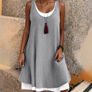 Casual Sleeveless Fake Two-Piece A-Line Tank Dress