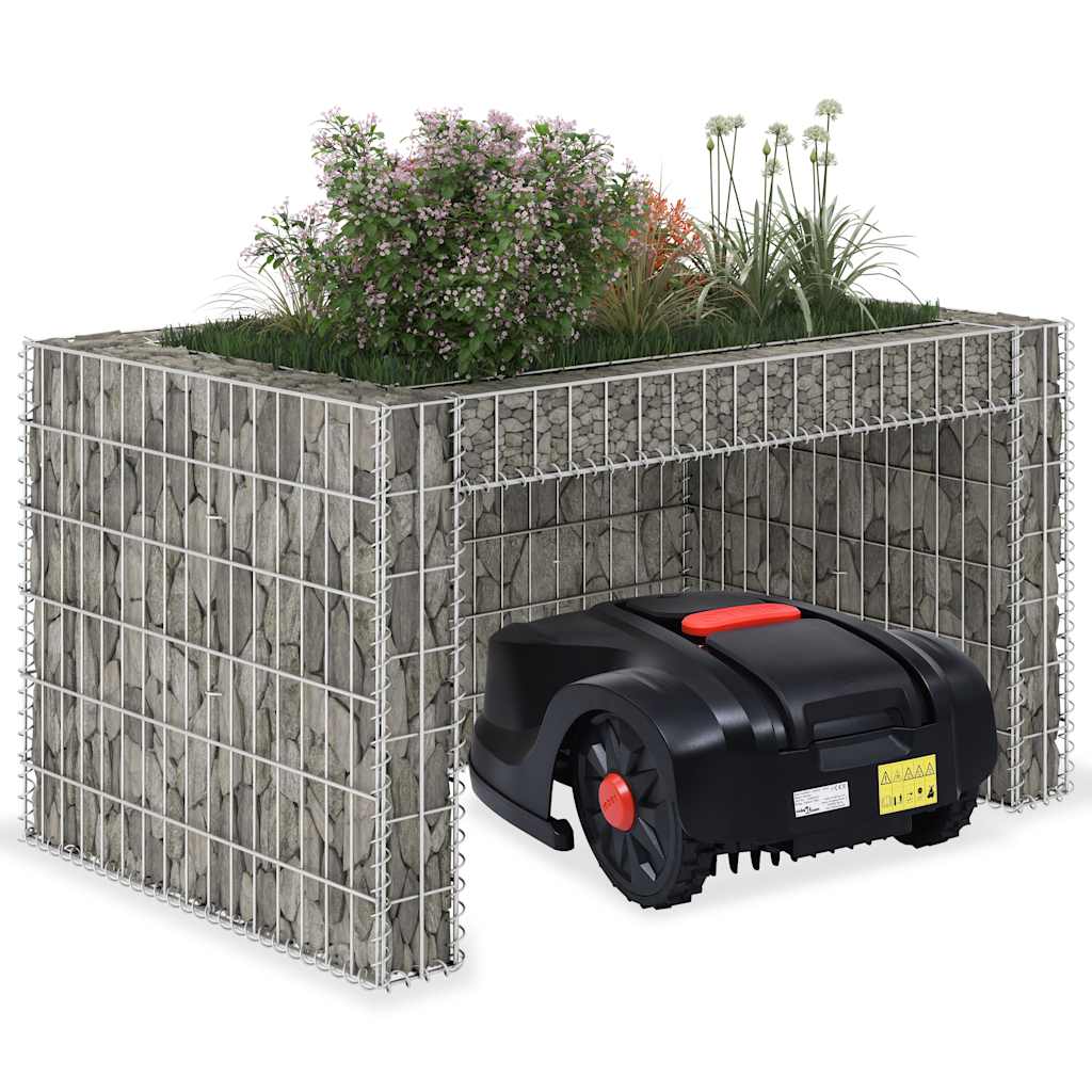 Silver Steel Wire Lawn Mower Garage, 43.3 x 31.5 x 23.6 in