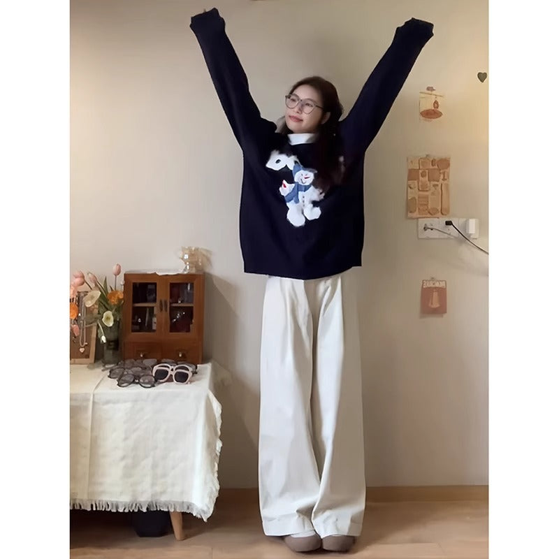 Laid-back Style Knit Base Sweater for Women