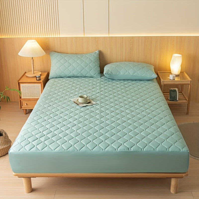 Waterproof Mattress Protector | Embossed Design Quiet Fitted Sheet Thickened Cover Single
