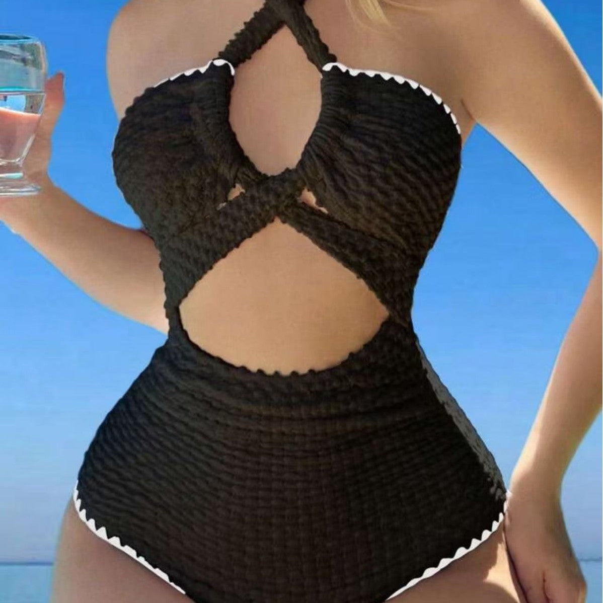 Sexy Backless High-Waist One-Piece Swimsuit