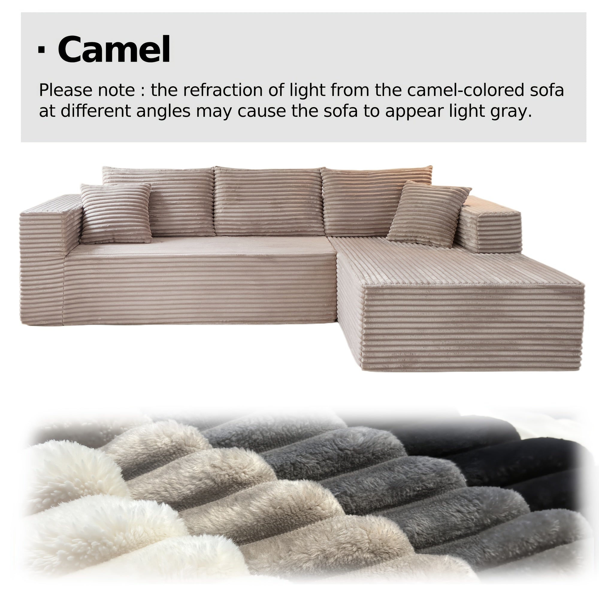 LIAROO Oversized L-Shaped Sectional Sofa with Chaise Lounge
