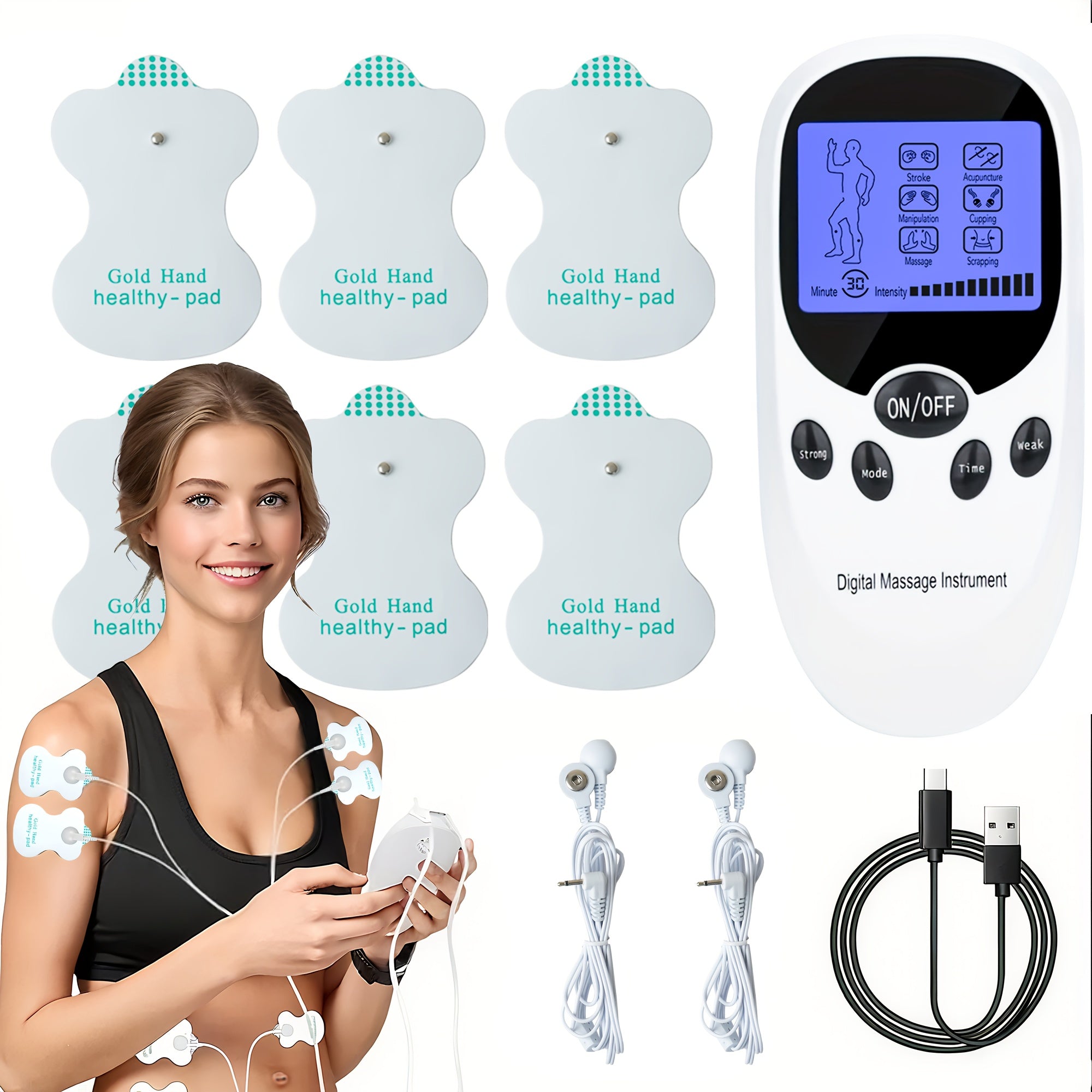 CESLIFF TENS + EMS Muscle Stimulator, Muscle Relief Pulse Massager with 8 Electrodes, TENS Units, Usable for Systemic/Body-Wide And Muscle Relaxation, Portable Design, Perfect Gift for Family And...