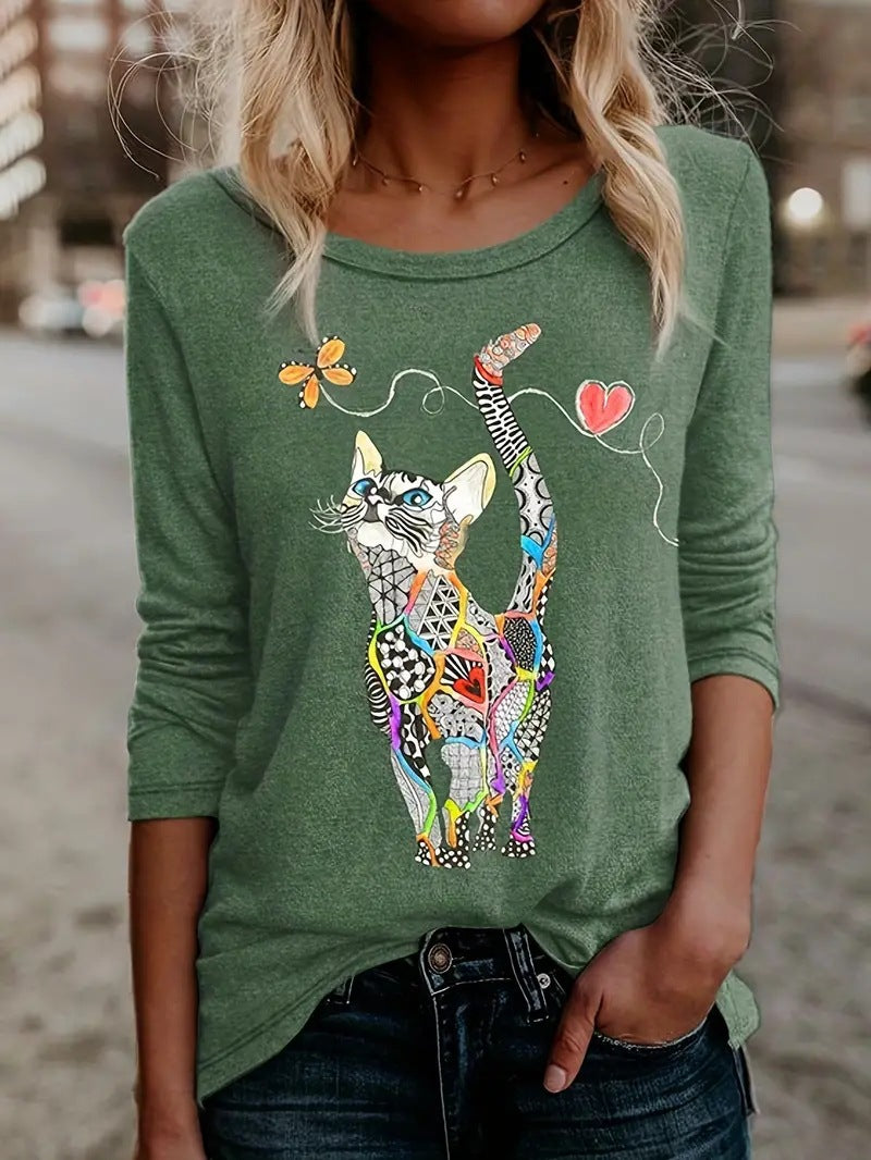 Women's 3D Printed Long Sleeve Crew Neck Sweatshirt