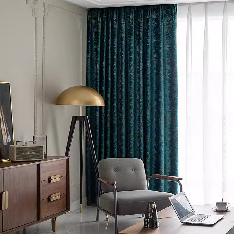 High-end Living Room Curtains in a European-style Minimalist and Modern Design Made From Thick Velvet Fabric