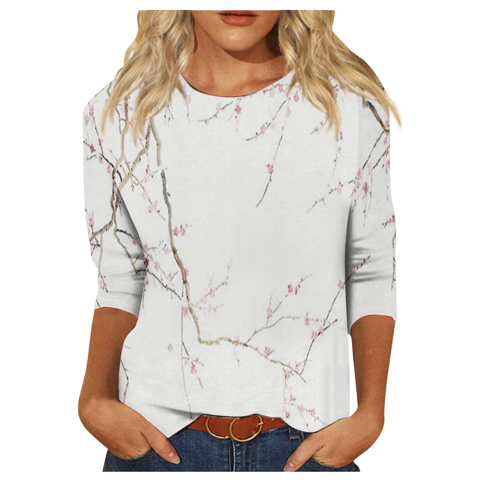 Round Neck Printed Casual Loose Long Sleeve