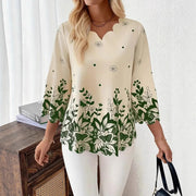 Casual Summer Block‑Print Burnout Top – Loose Fit, 3D Design