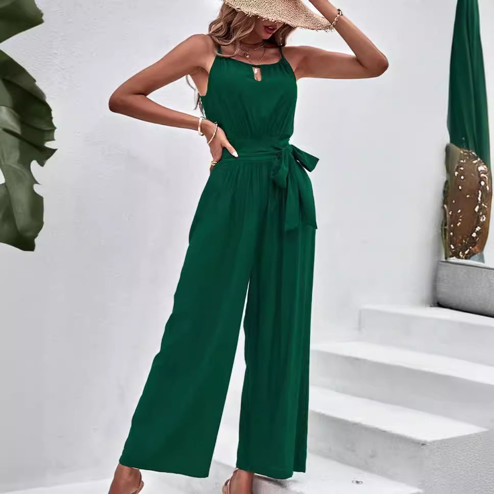 Chic Sleeveless Wide Leg Jumpsuit with Spaghetti Straps