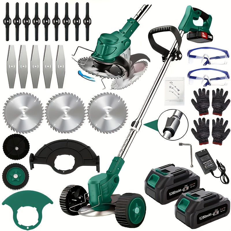 Portable Home Cordless Electric Lawn Mower, Yard Weeder/Cordless Lawn Mower With 3 Blade Sizes And Two High-Capacity Lithium-ion Batteries, Strong Power, Lots Of Freebies, Suitable For Lawn, Yard...