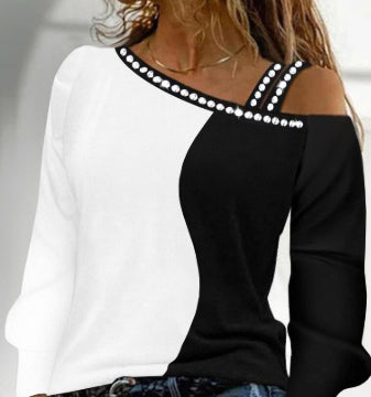 Women's Casual Long Sleeve Bronzing Crew Neck Tee