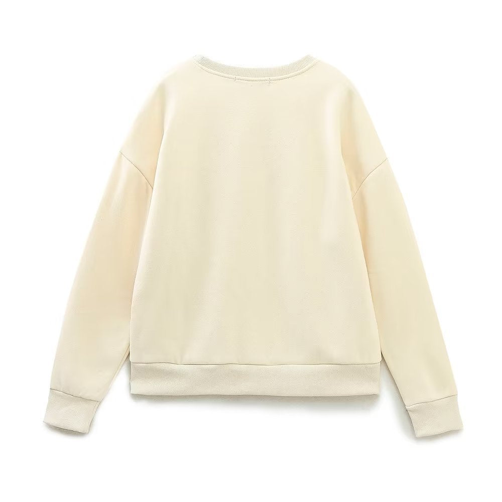 Cozy Streetwear Beige Cotton Hoodie for Women