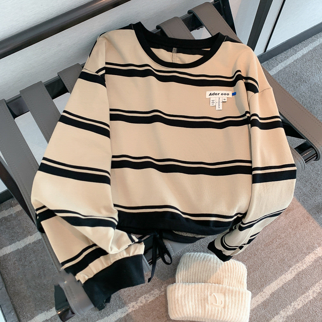 Women's Loose Striped Long Sleeve Casual Pullover Top