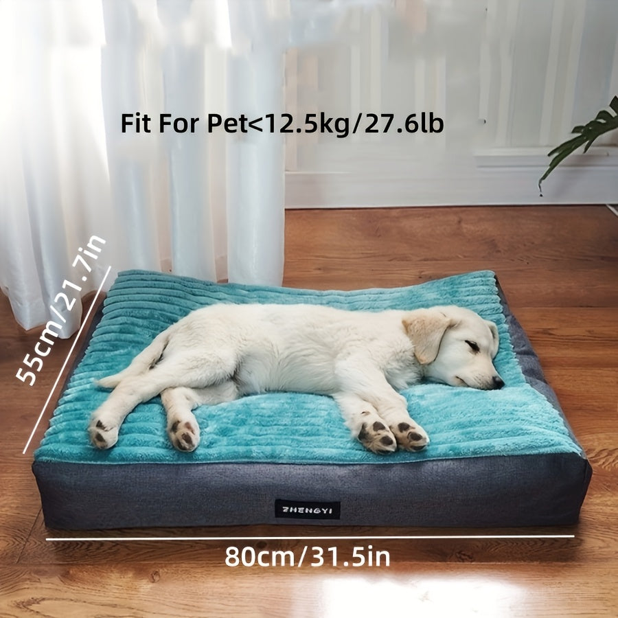 Thickened Removable Washable All-in-One Pet Bed, Sofa & -like Pad - Turquoise Blue & Grey Durable Dog Bed with, Short Plush -like Surface for Small/Medium Dogs & Puppies, Portable