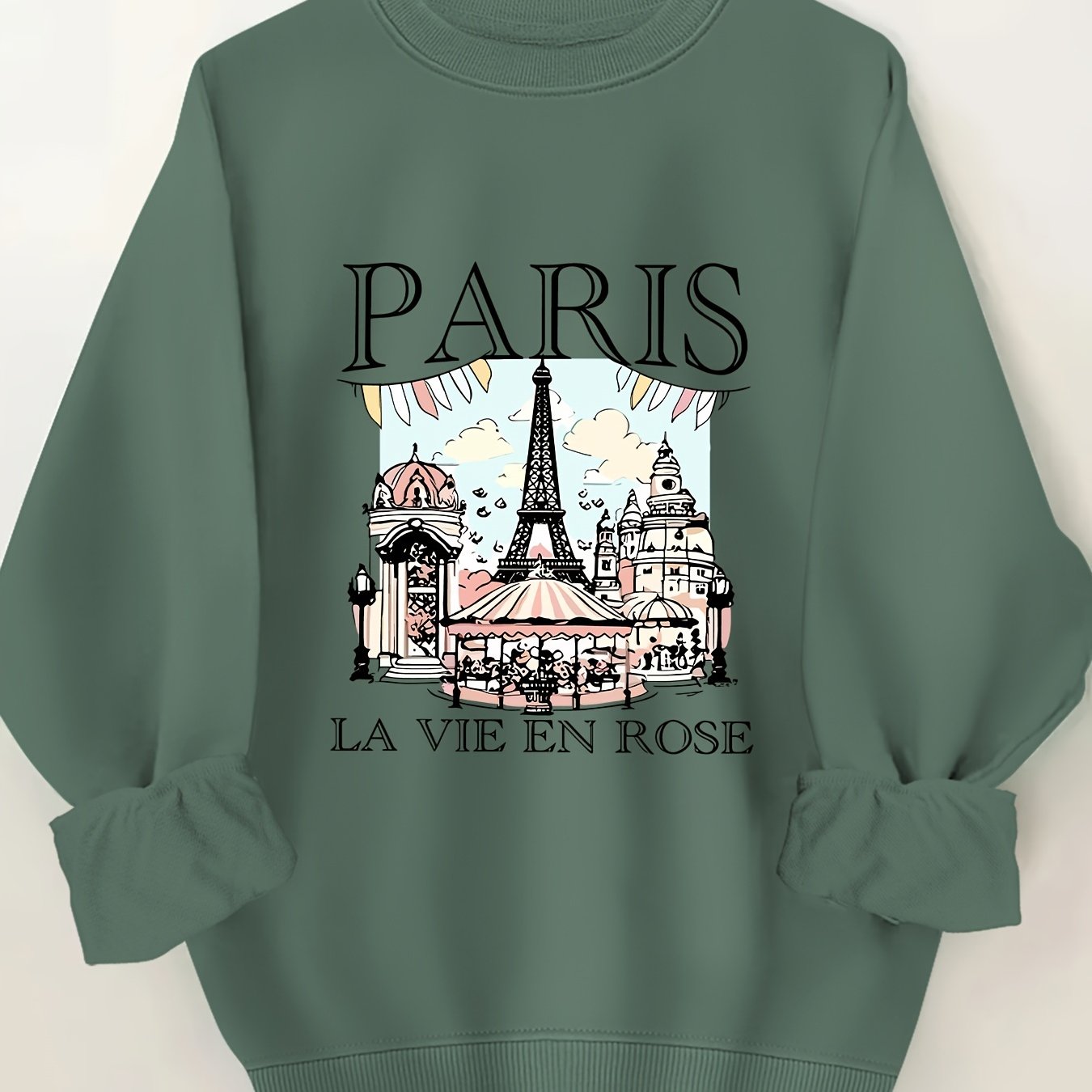 Plus Size Round Neck Letter Print Sweatshirt