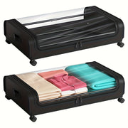 2pcs Under Bed Storage Organizer Metal Underbed Bins With Wheels And Lid Metal Underbed Storage Containers Under Bed Rolling Storage For Clothes, Bedding, Shoes, Blankets, Books, Toys, Under-Bed St...