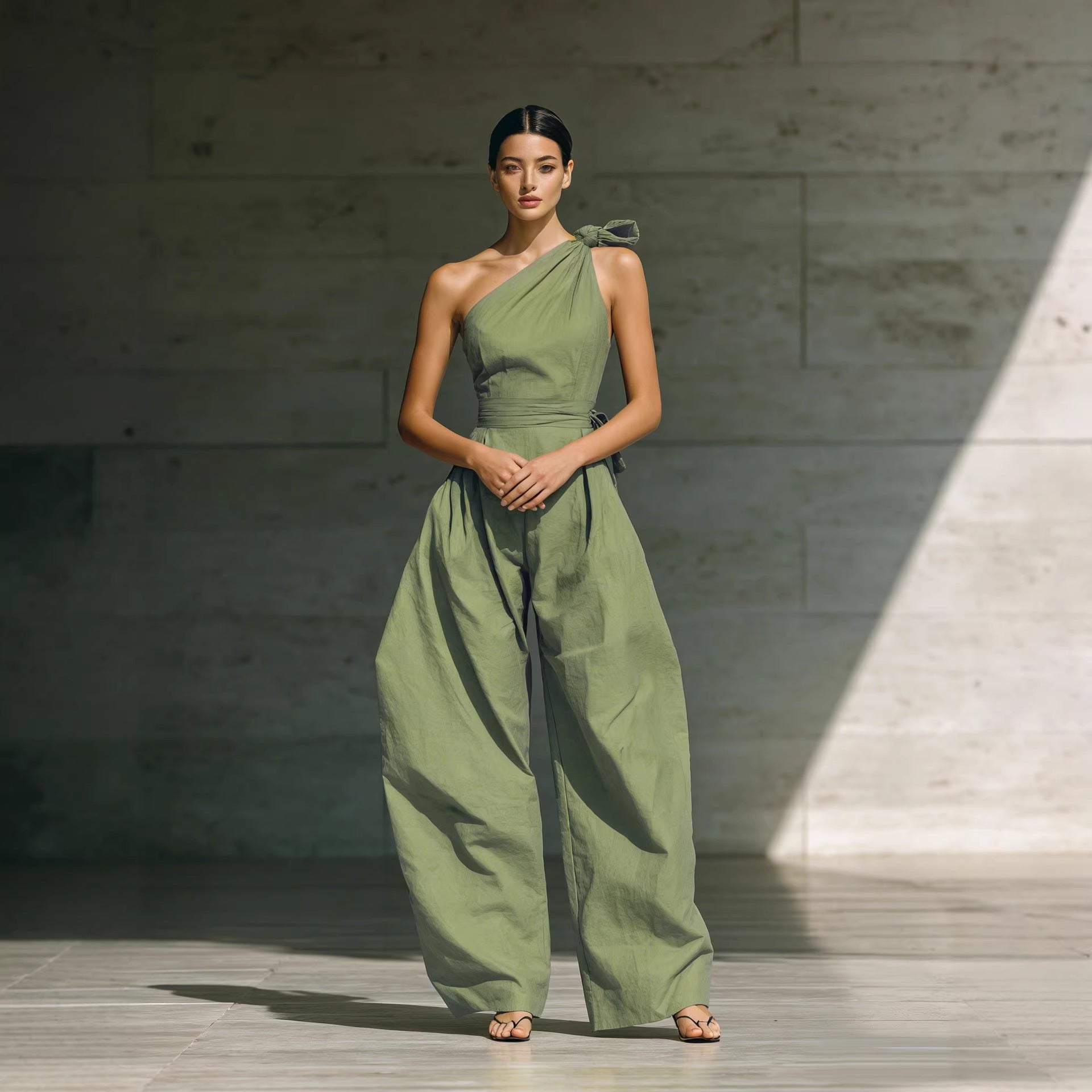 Chic Off-Shoulder Wide-Leg Belted Jumpsuit