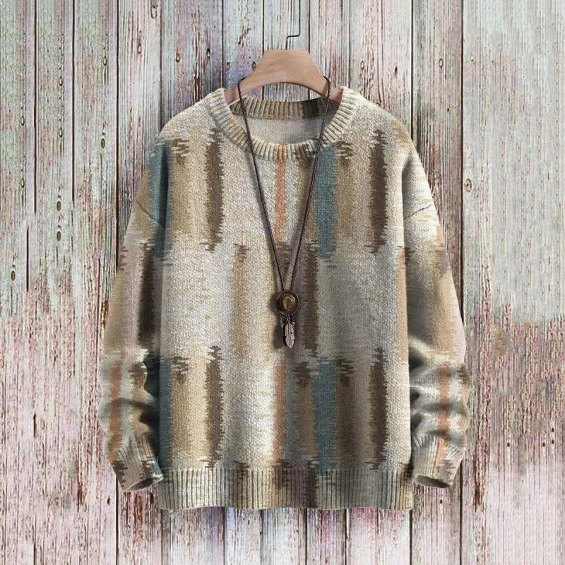 Chic Abstract Print Drop-Shoulder Casual Women's Sweater