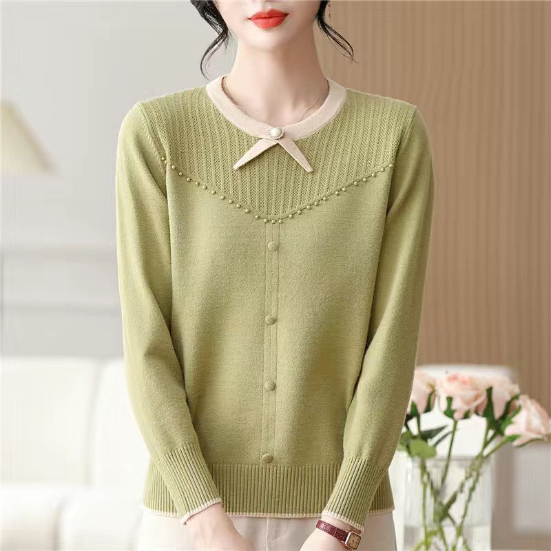 Mid-age Thickened Pullover Knit Sweater