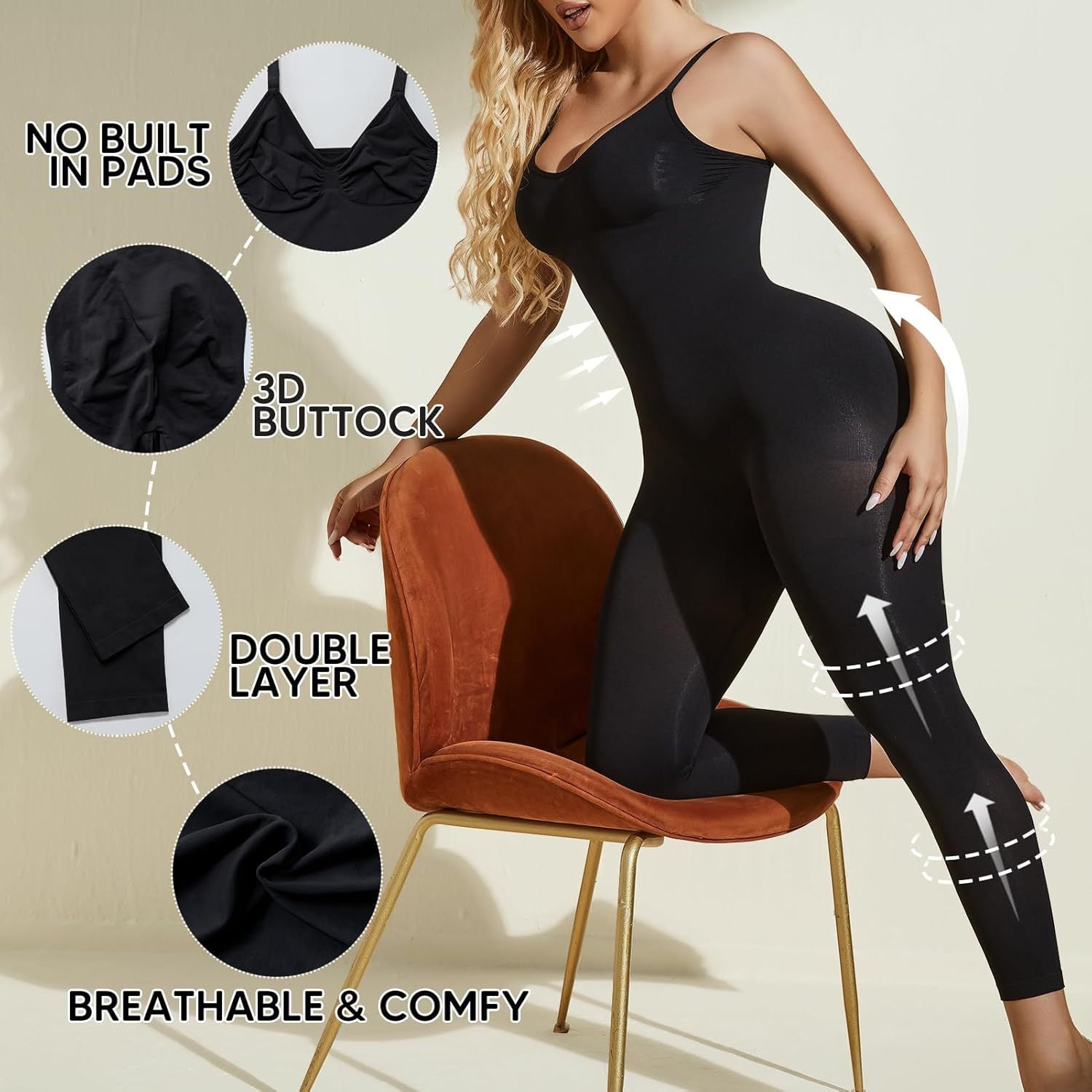 Seamless Tummy Control Shaping Capri Romper