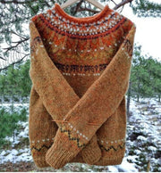 Round Neck Color Block Loose Fashionable Pullover Sweater