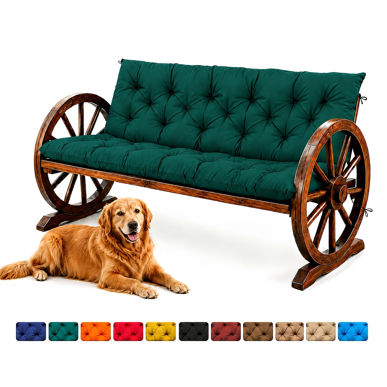 Porch Swing Cushions Waterproof All-Weather Fade-Resistant 60 Inch X 40 Thick 5'' Patio Chair Cushions with Ties for Backyard 2-3 Seater Replacement with Backrest Ergonomic Lumbar Support