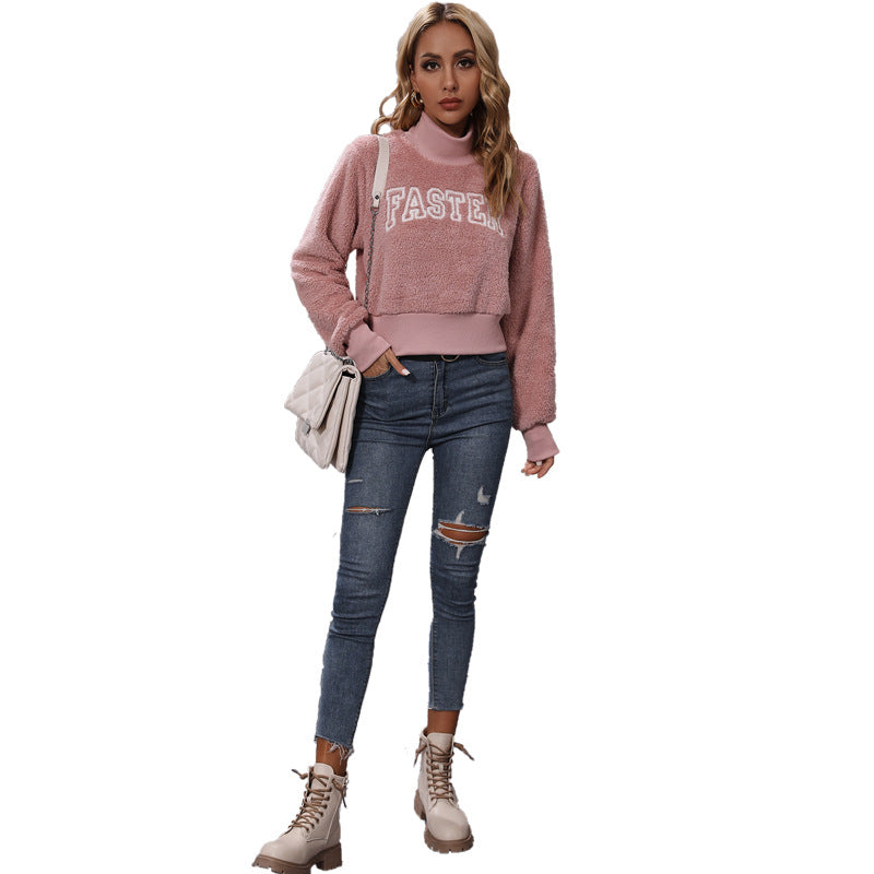 Cozy Alphabet Embroidery Women's Pullover Sweater