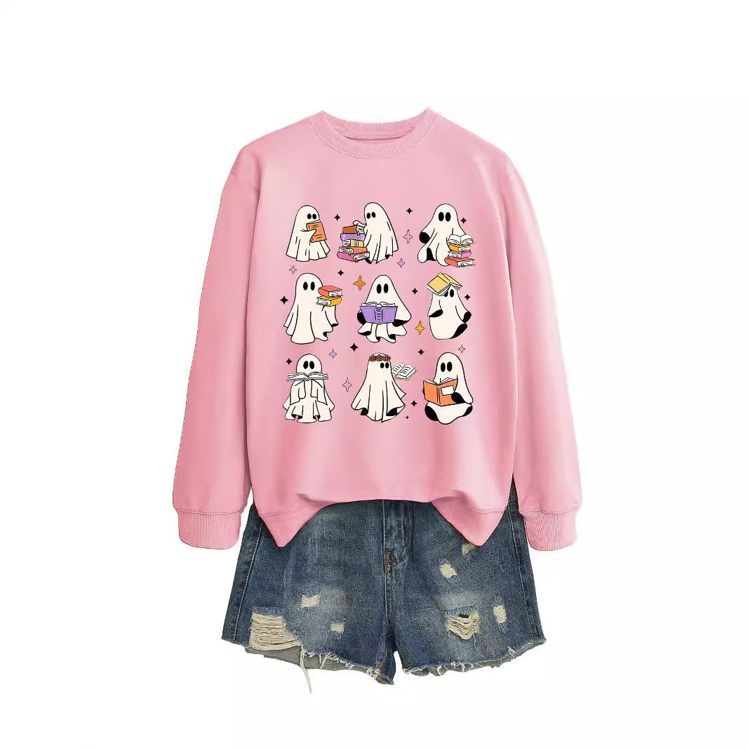 Women's Cozy Reading Print Pullover Sweater
