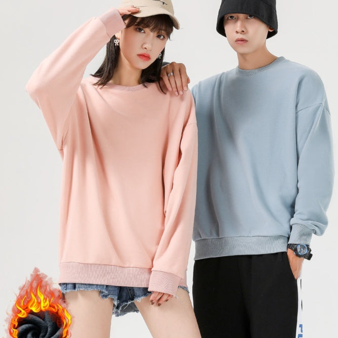 Cozy Fleece-Lined Solid Pullover Sweater for Men