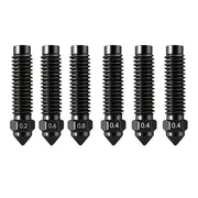 6‑Piece Hardened Steel Nozzle Kit (0.2 mm, 0.4 mm, 0.6 mm, 0.8 mm) for High‑Temperature 3D Printers