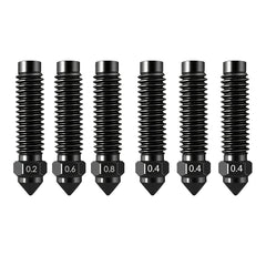 6‑Piece Hardened Steel Nozzle Kit (0.2 mm, 0.4 mm, 0.6 mm, 0.8 mm) for High‑Temperature 3D Printers