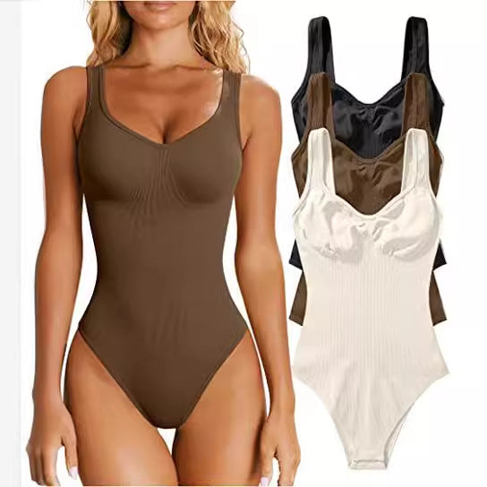 Women's Sunken Stripe Rib Sleeveless Vest Jumpsuit