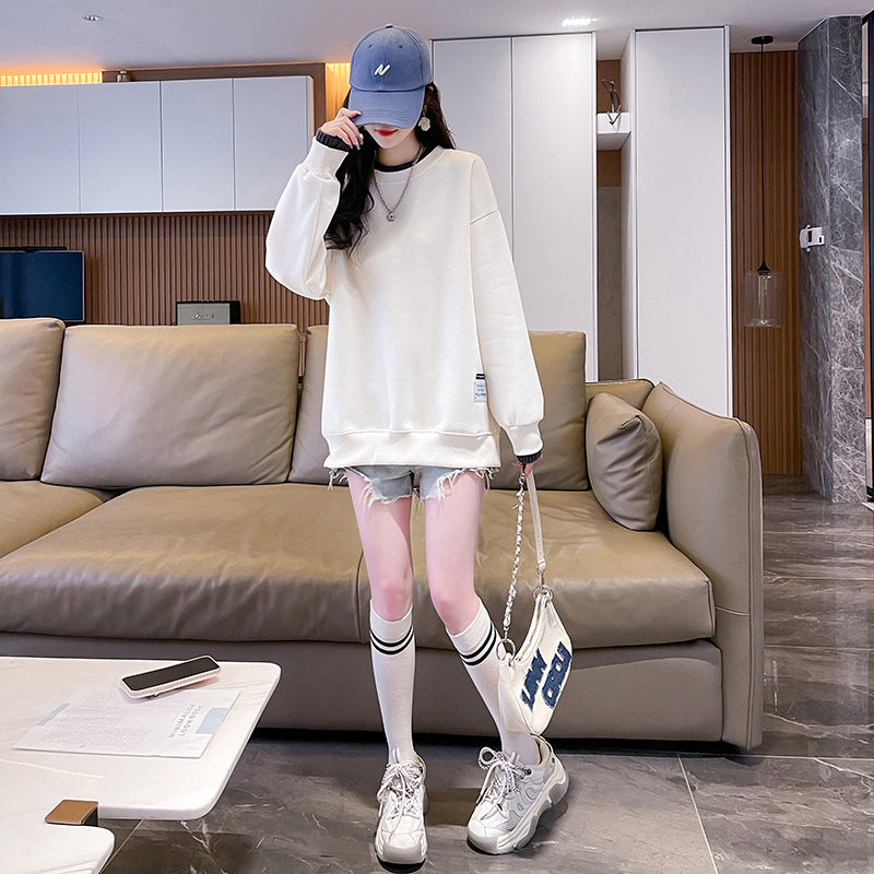 Cozy Fleece-Lined Fake Two-Piece Sweatshirt