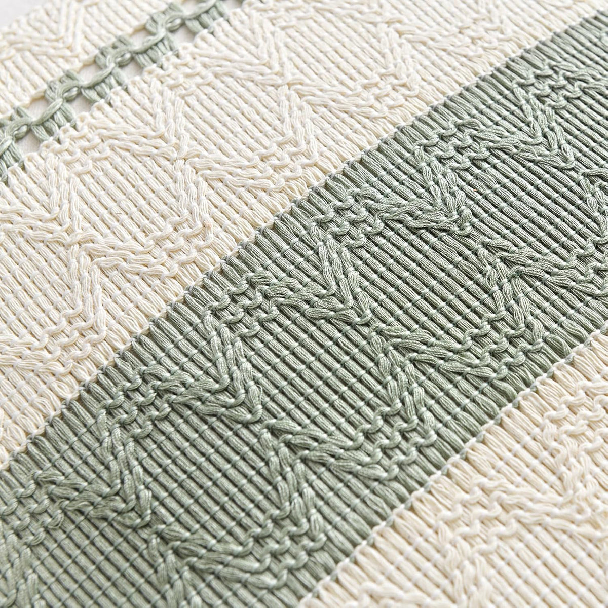 Boho Throw Pillow Covers 2 Pack, 14x14 Inch Sage Green Decorative Cushion Cases for Sofa, Couch, Bed and Bedroom Decor