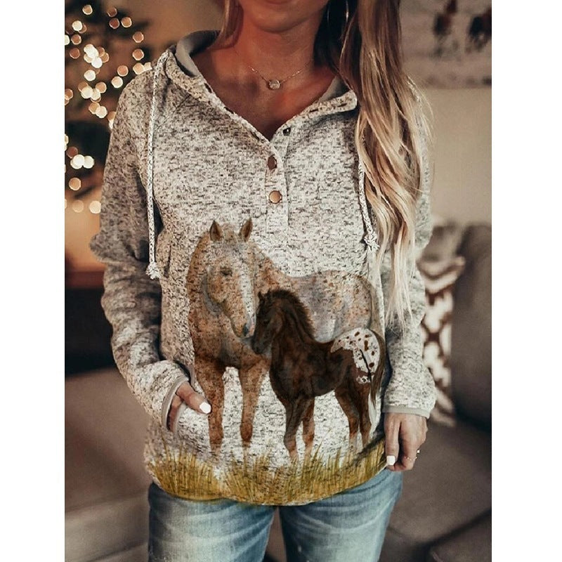 Cozy Gray Printed Women's Autumn & Winter Sweater