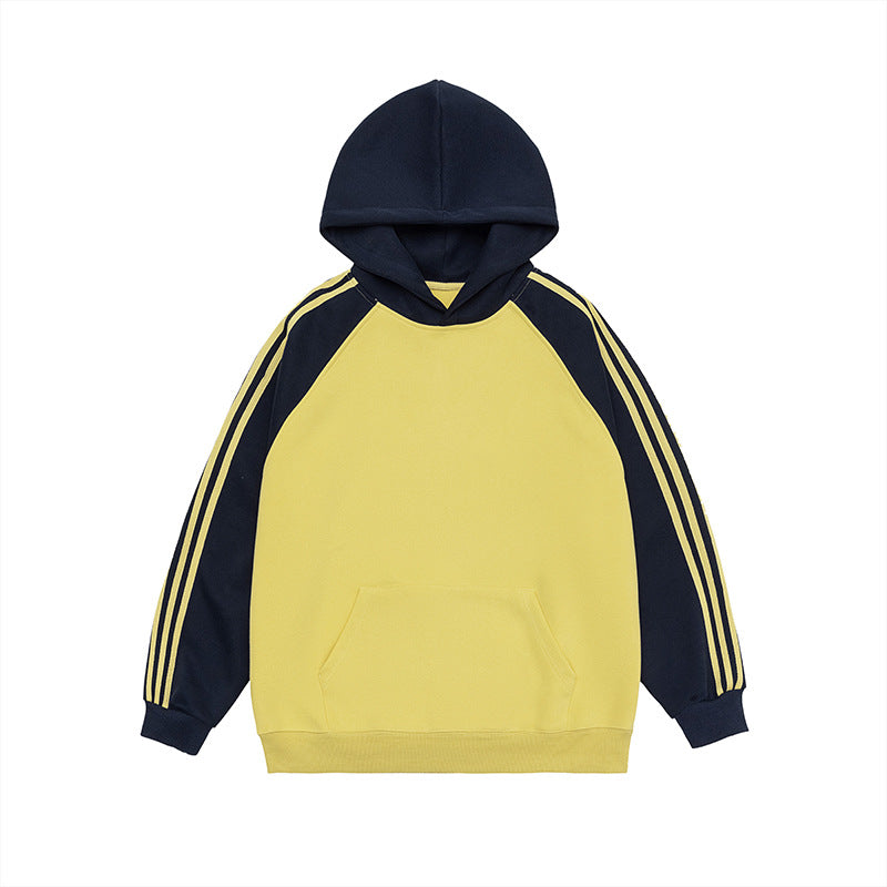 Unisex Contrast Stripe Raglan Pullover Casual Sweatshirt