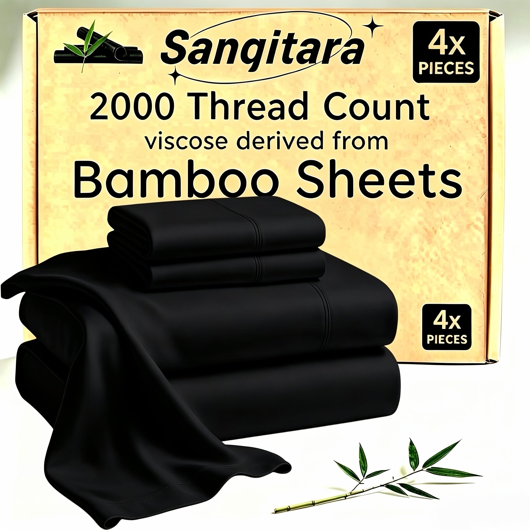 Bamboo Blend Cooling Bed Sheet Set for King Size Bed
