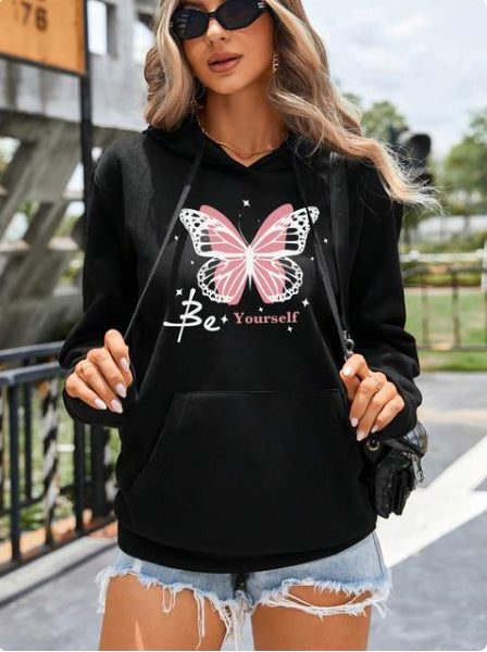 Retro Love Print College Style Women's Pullover Hoodie