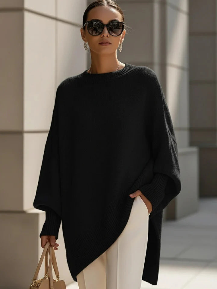 Womens Loose, Effortless-style Crew-neck Knit Sweater