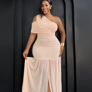 Womens Solid-color Sleeveless Slit Maxi Dress